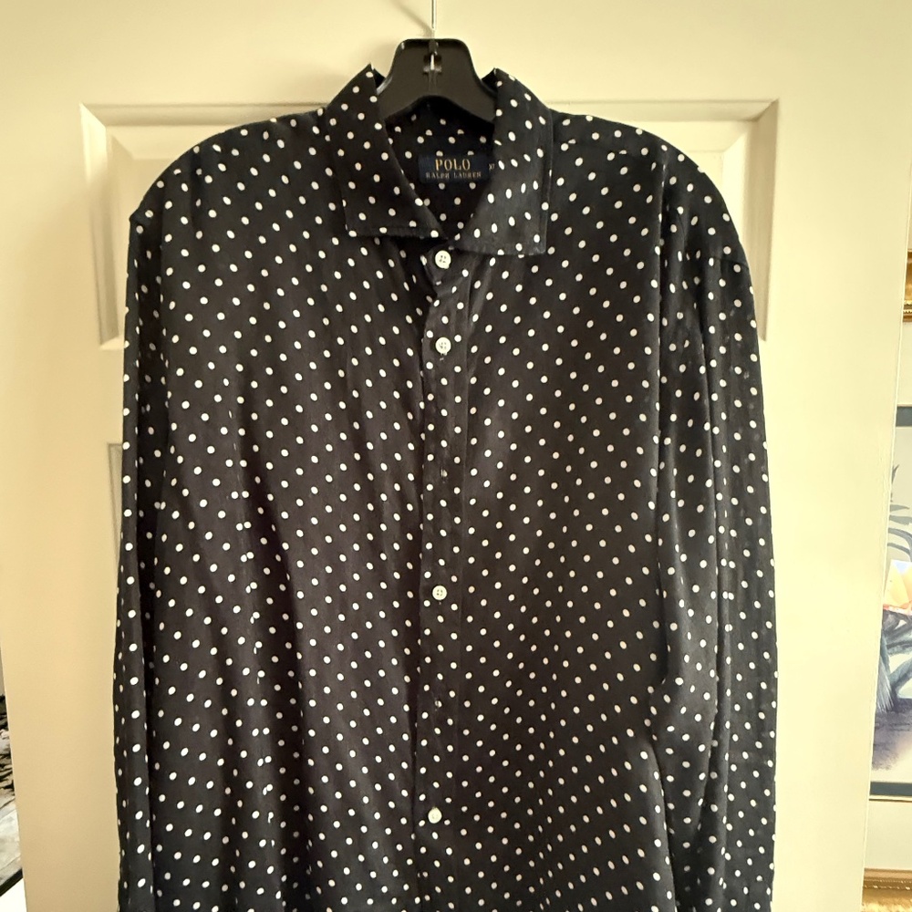 POLO RALPH LAUREN LINEN POLKA DOT SHIRT